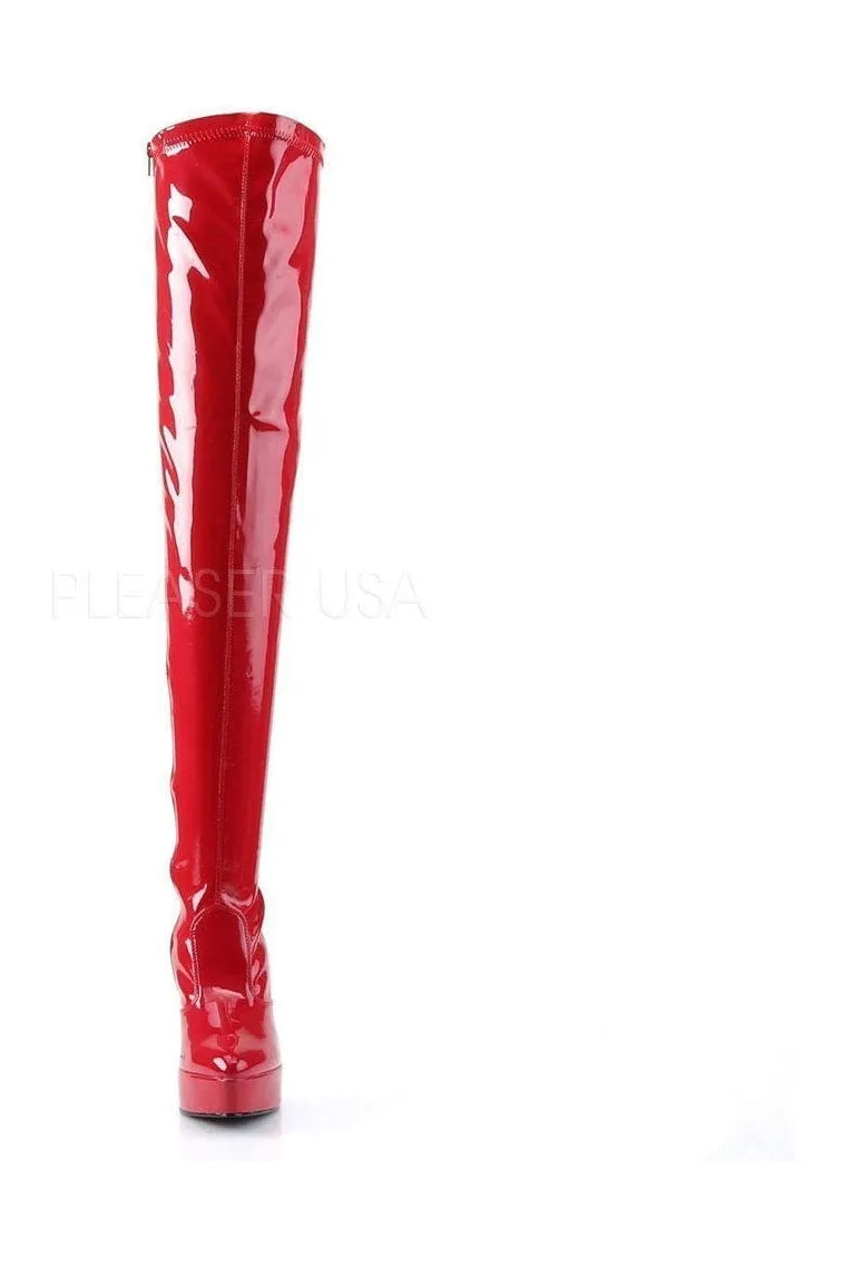 INDULGE-3000 Thigh Boot | Red Patent