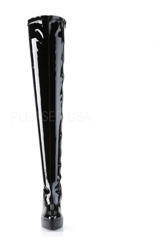 INDULGE-3063 Thigh Boot | Black Patent