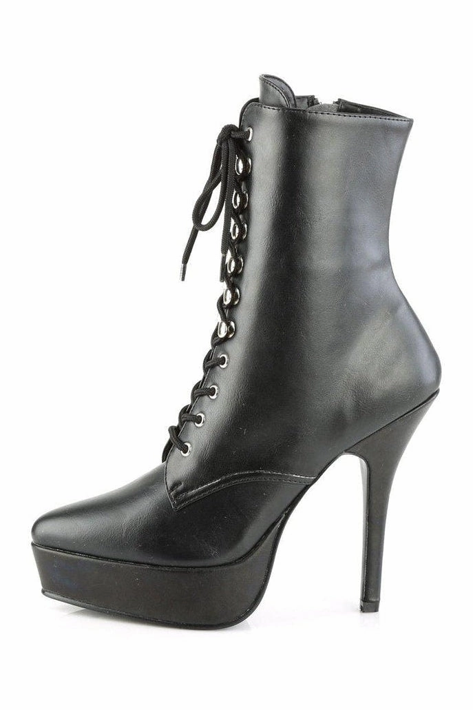 INDULGE-1020 Ankle Boot | Black Faux Leather