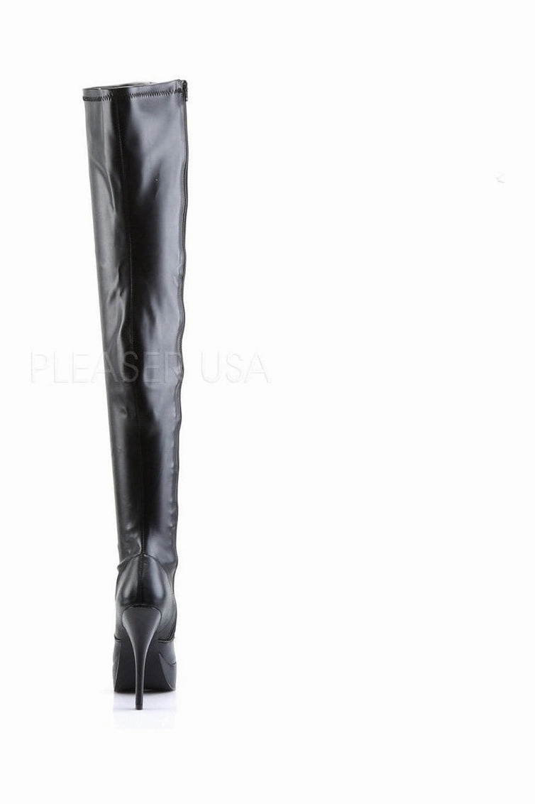 INDULGE-3000 Thigh Boot | Black Faux Leather