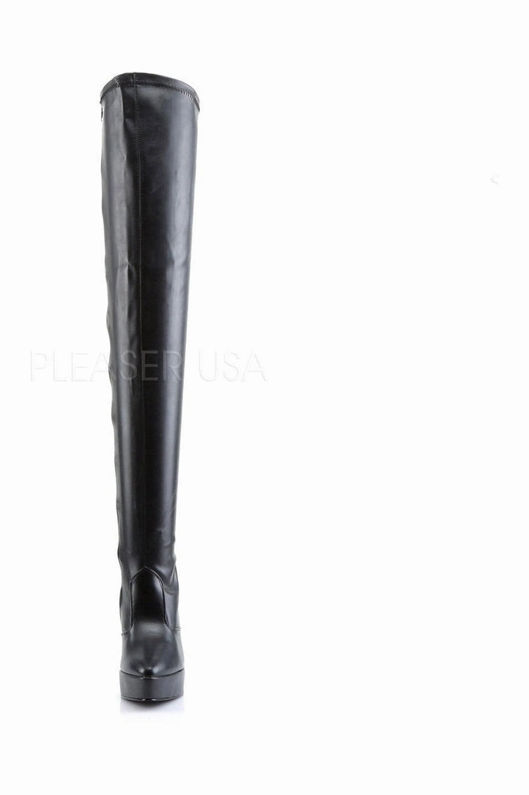 INDULGE-3000 Thigh Boot | Black Faux Leather