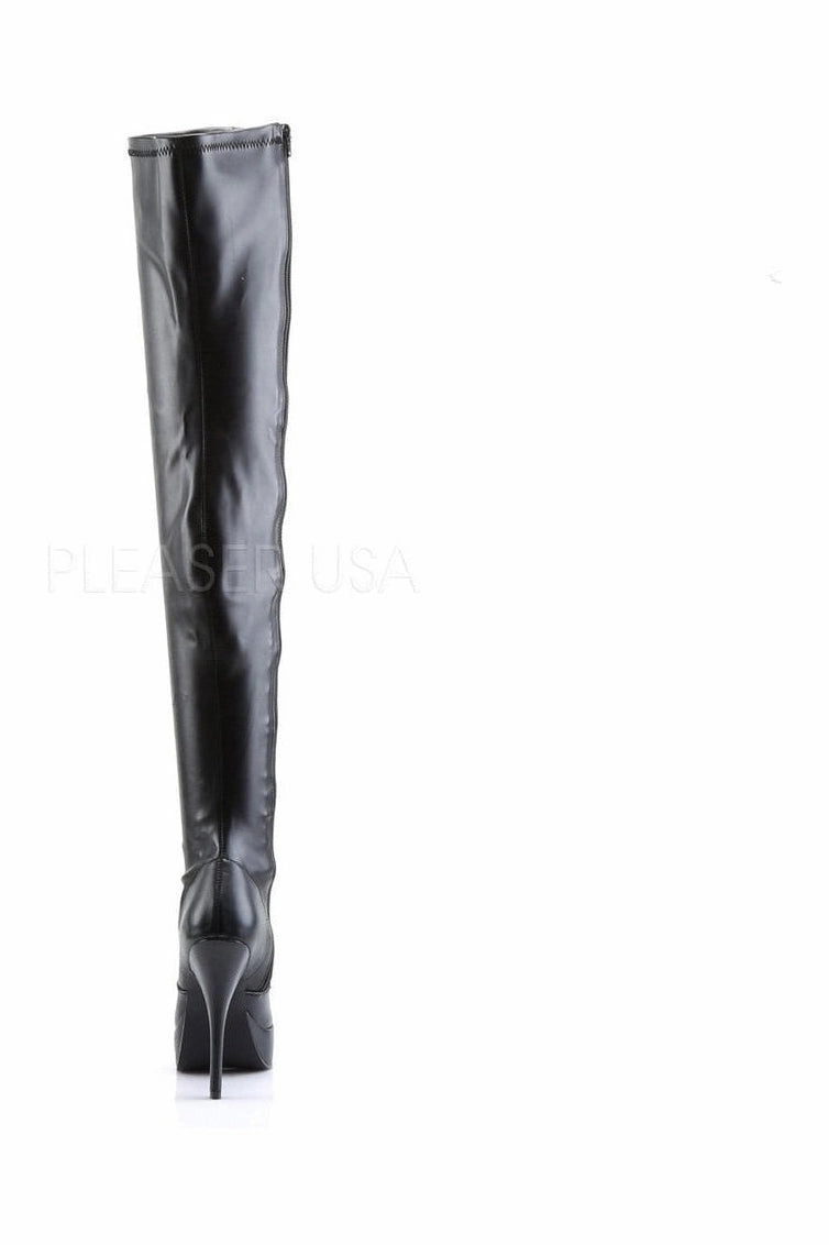 INDULGE-3000 Thigh Boot | Black Faux Leather