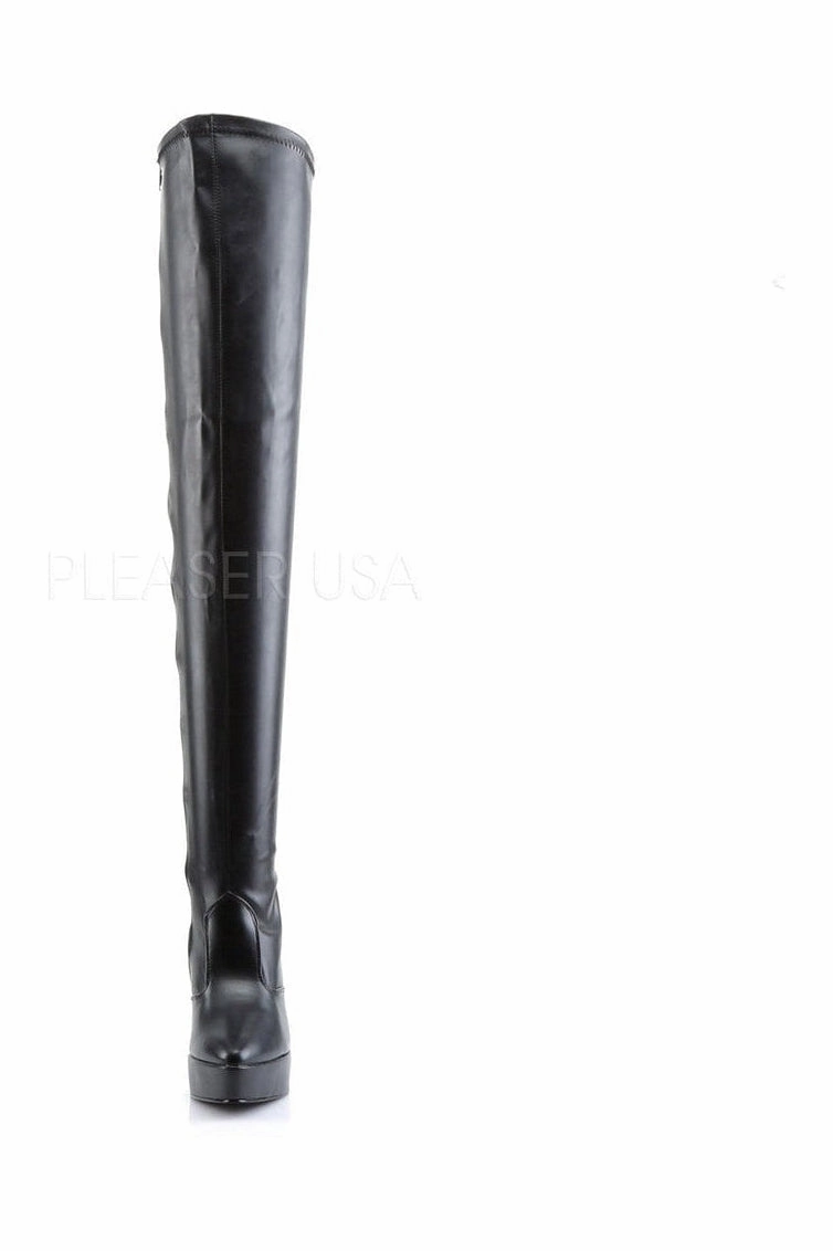 INDULGE-3000 Thigh Boot | Black Faux Leather