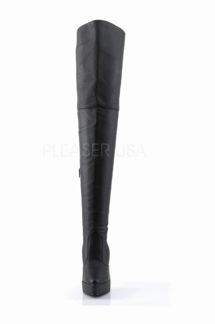 INDULGE-3011 Thigh Boot | Black Genuine Leather