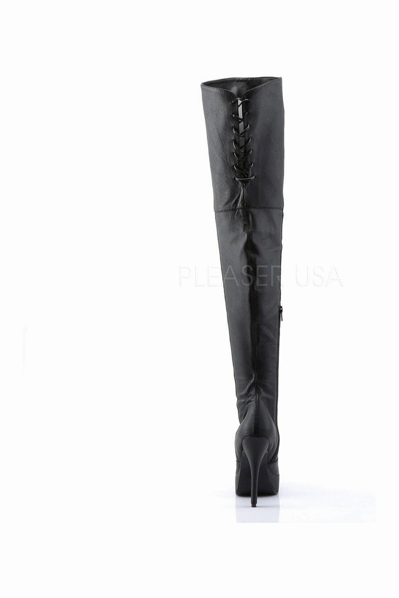 INDULGE-3011 Thigh Boot | Black Genuine Leather