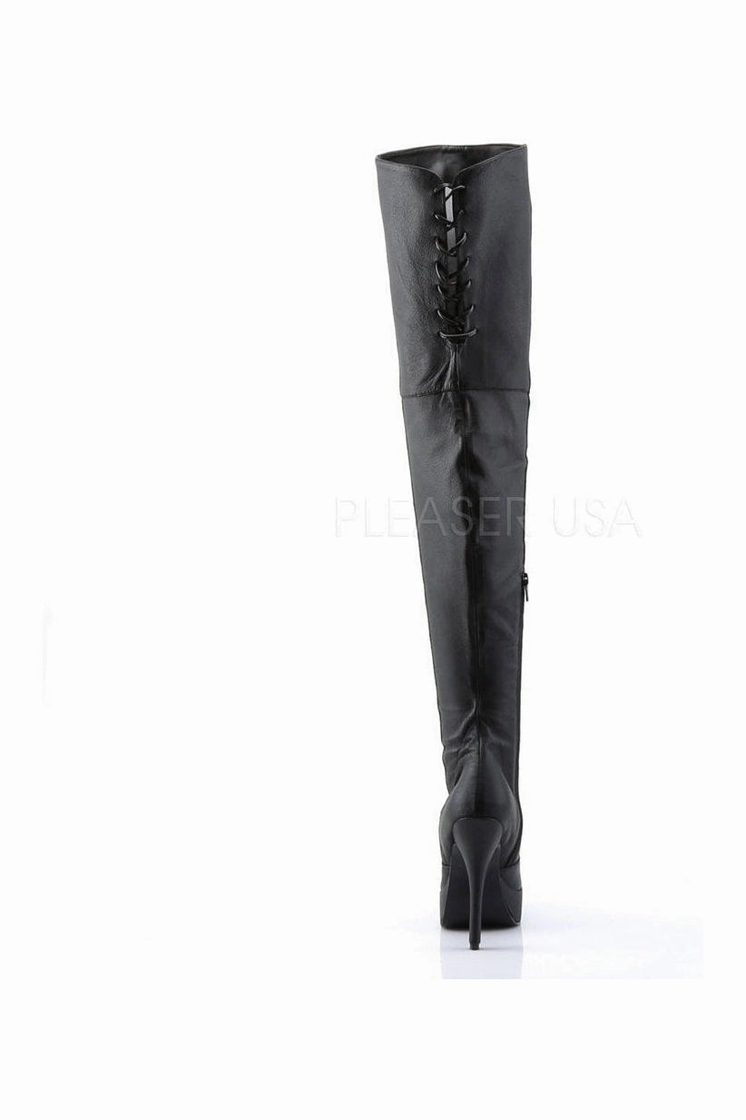 INDULGE-3011 Thigh Boot | Black Genuine Leather