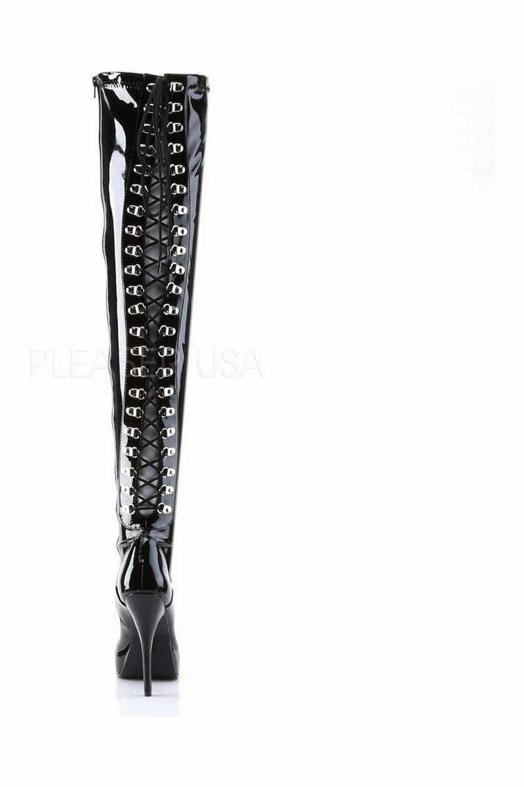 INDULGE-3063 Thigh Boot | Black Patent
