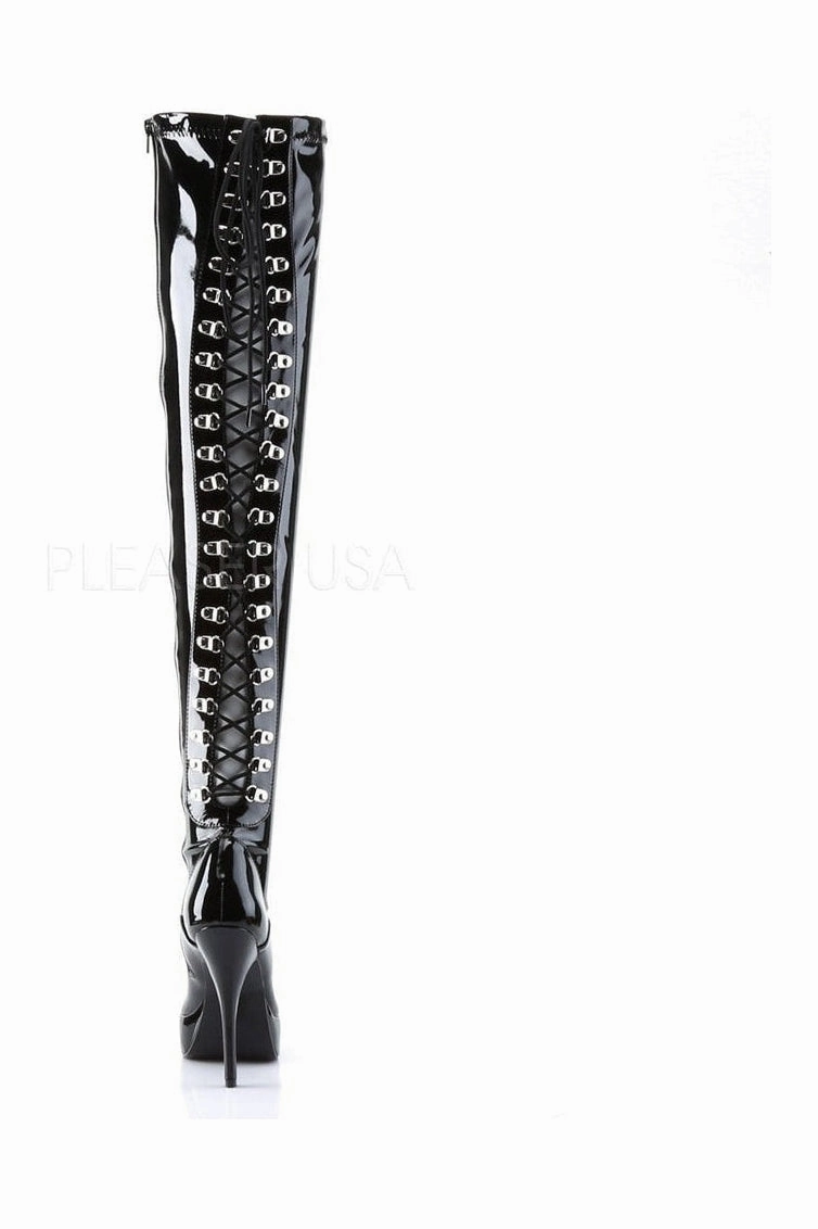 INDULGE-3063 Thigh Boot | Black Patent