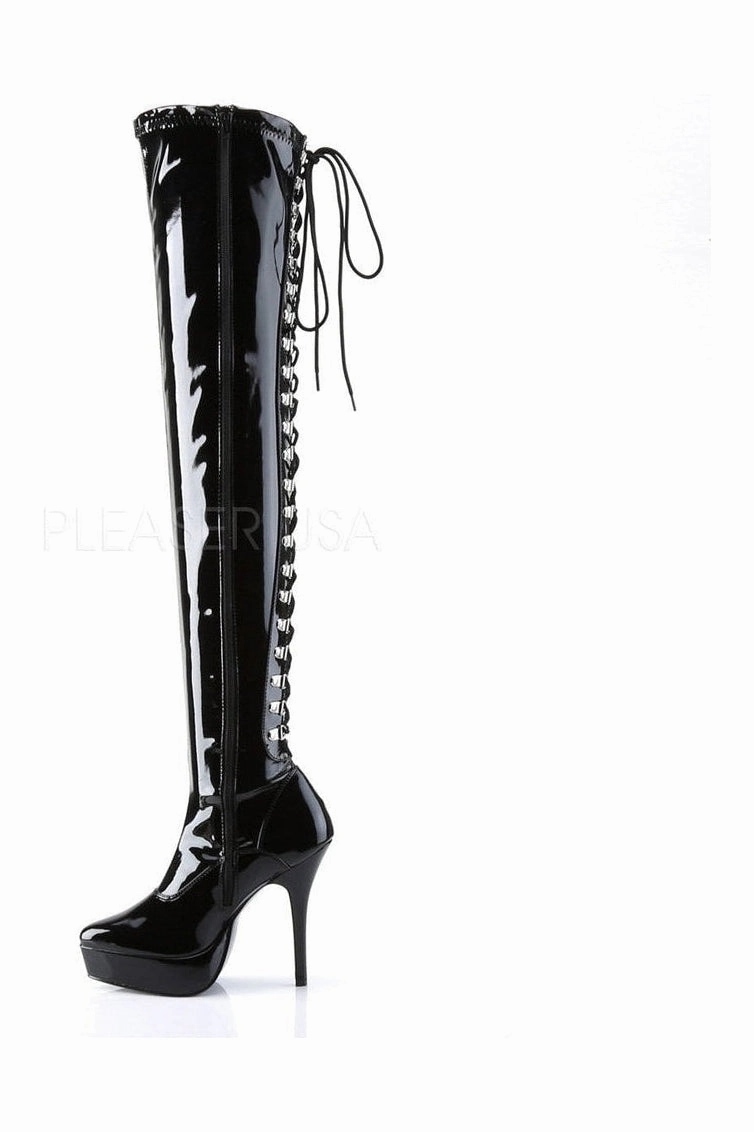 INDULGE-3063 Thigh Boot | Black Patent