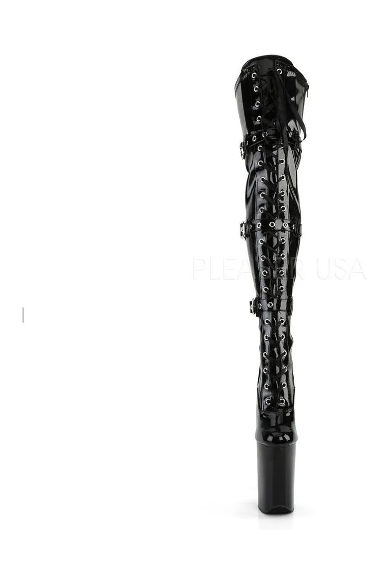 INFINITY-3028 Platform Boot  | Black Patent