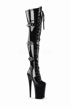 INFINITY-3028 Platform Boot  | Black Patent
