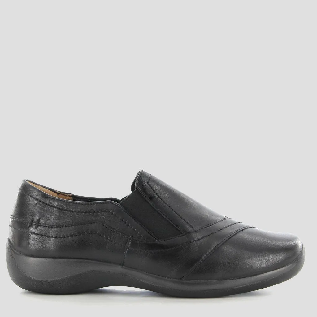 JAVA XF - BLACK LEATHER SLIP ON FLATS