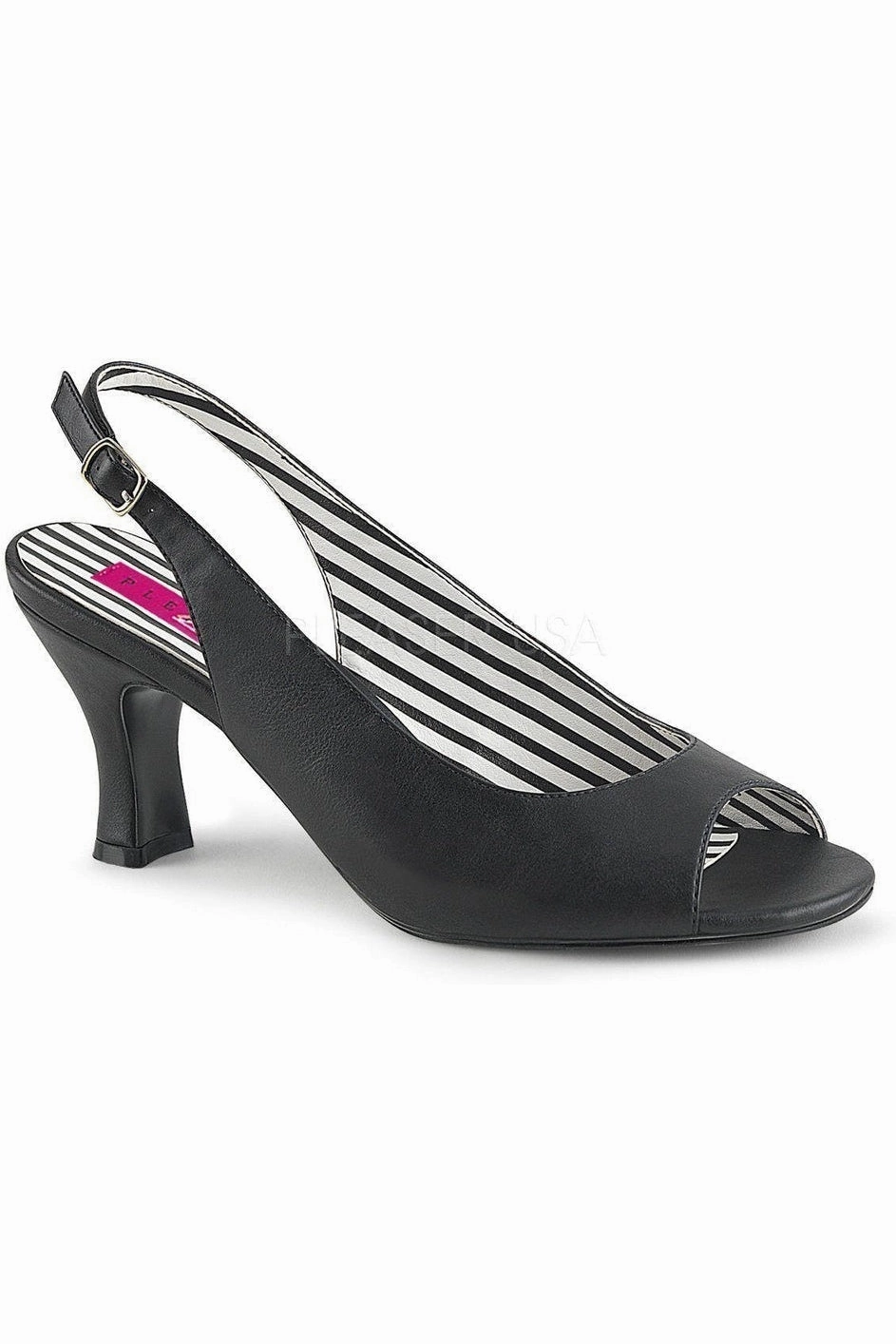 JENNA-02 Pump  | Black Faux Leather