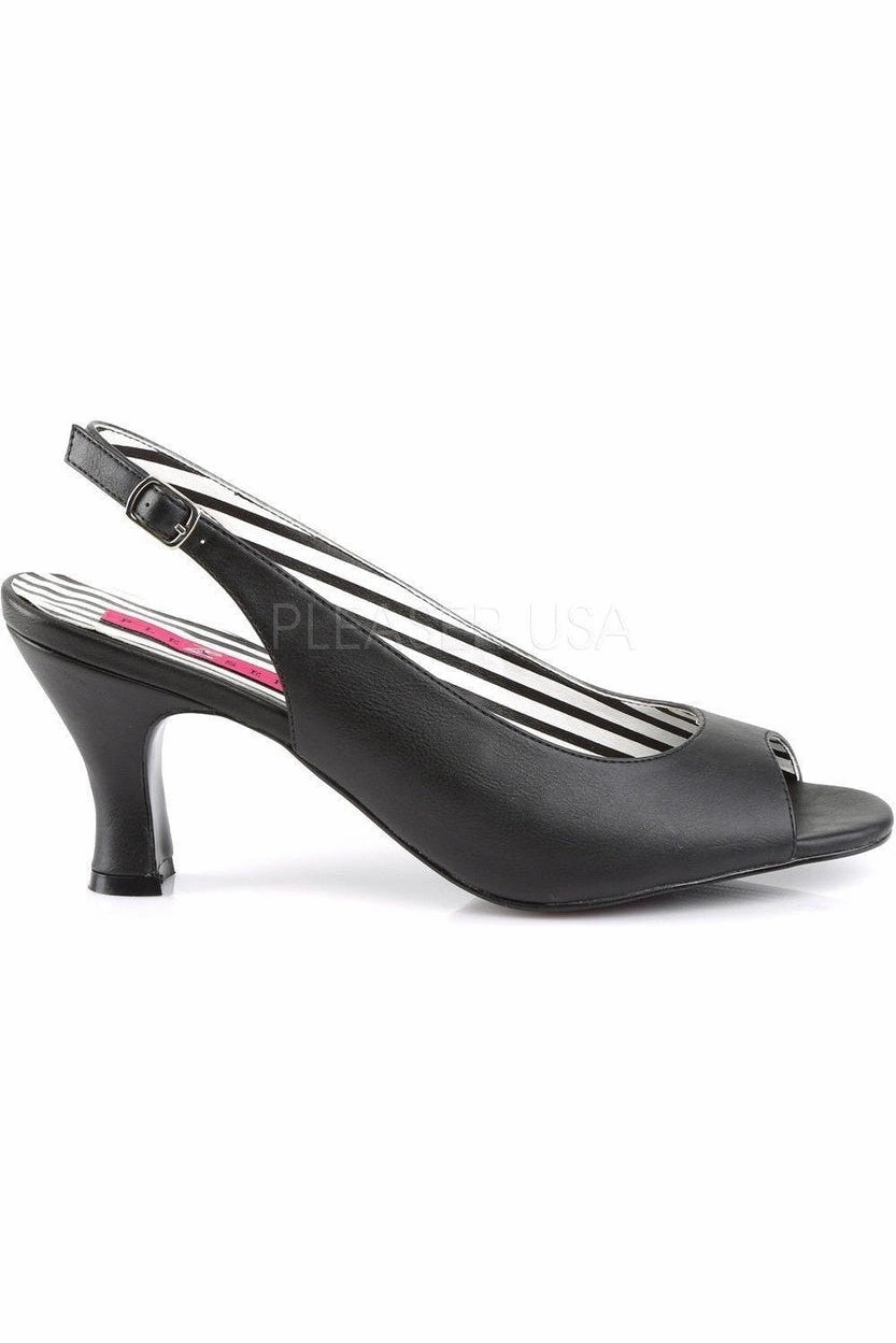 JENNA-02 Pump  | Black Faux Leather