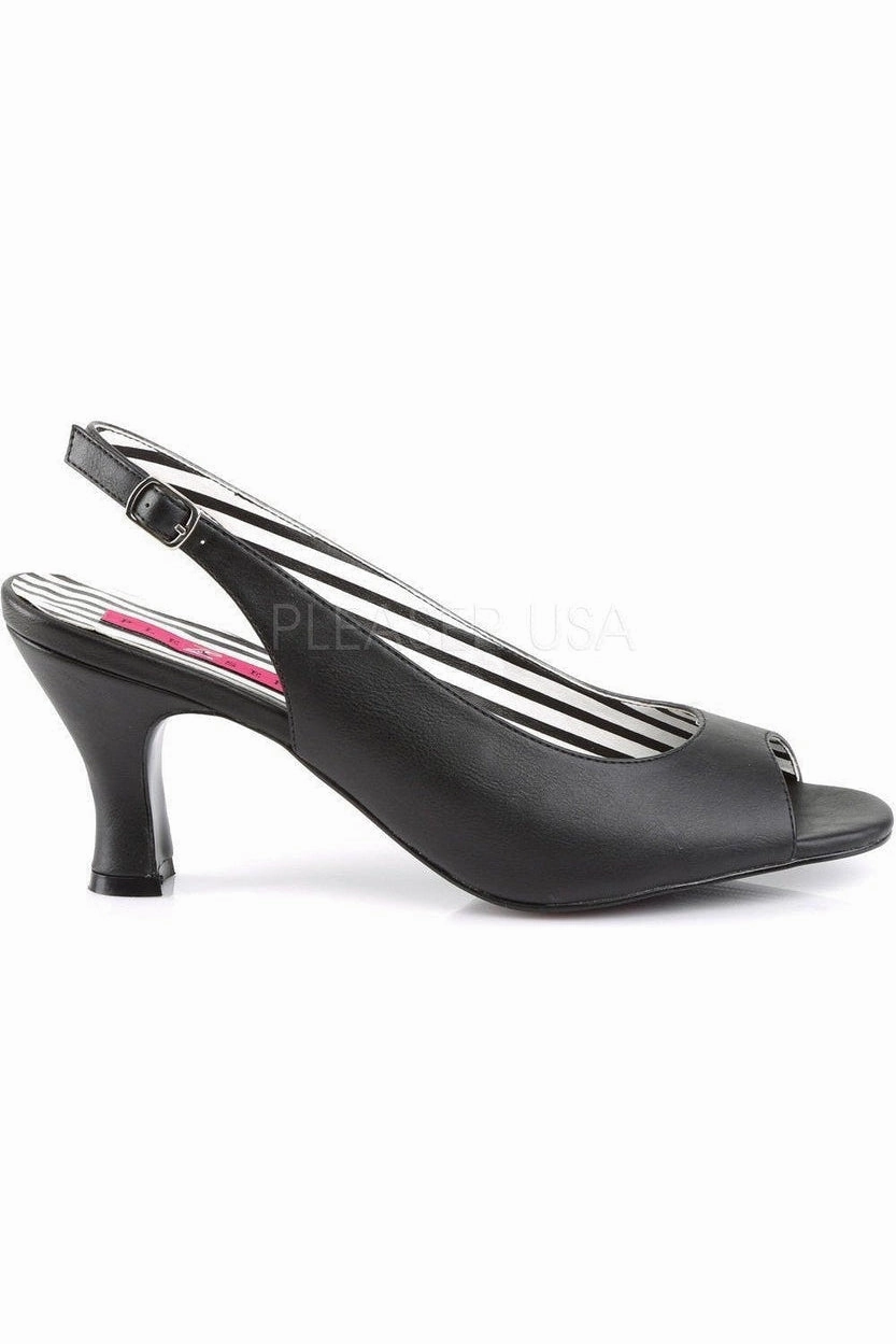 JENNA-02 Pump  | Black Faux Leather