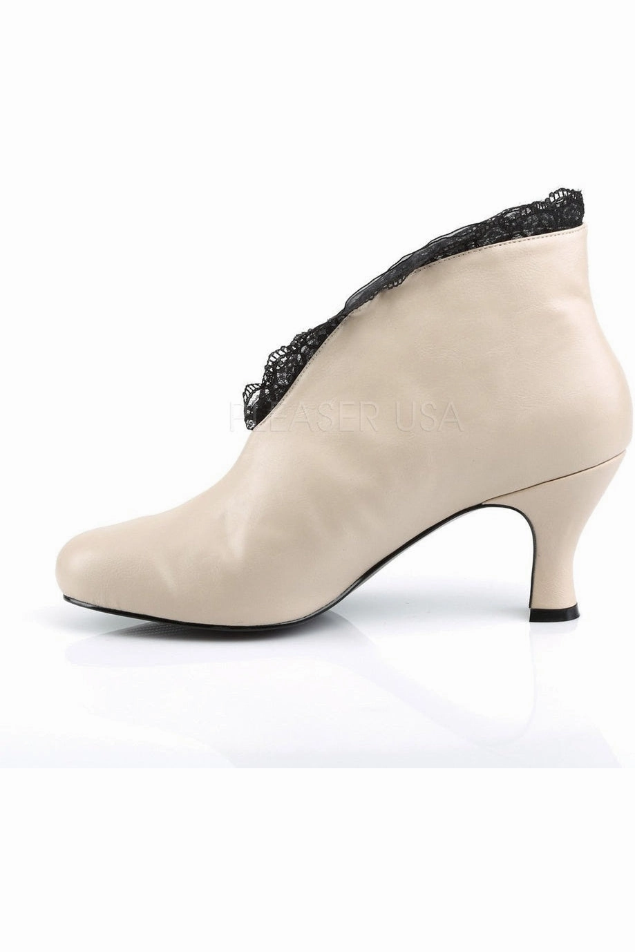 JENNA-105 Ankle Boot | Cream Faux Leather