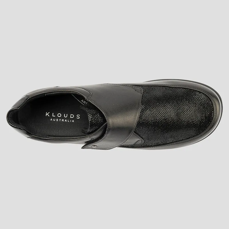 JORDYN - BLACK PRINT STRETCH LEATHER
