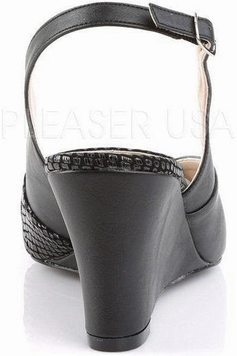 KIMBERLY-01SP Wedge | Black Faux Leather