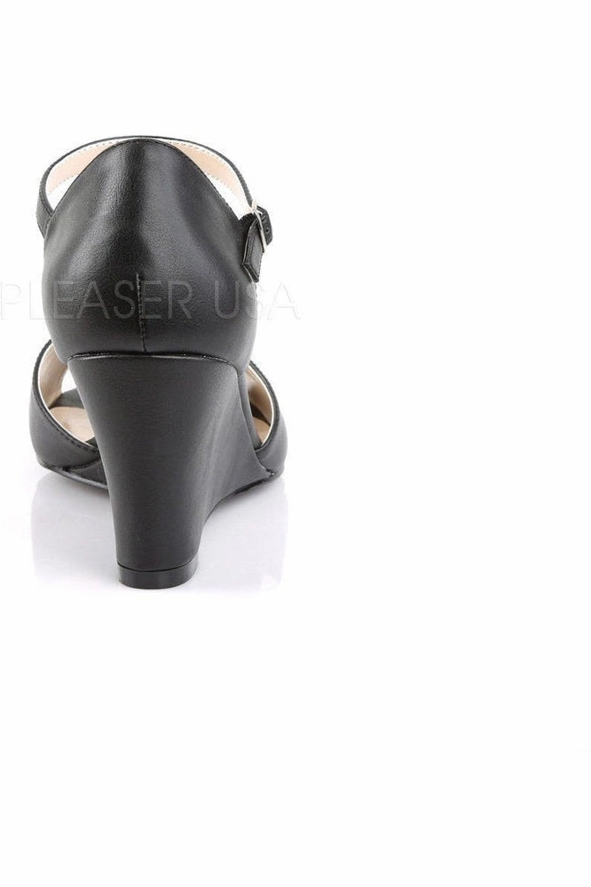 KIMBERLY-05 Wedge | Black Faux Leather