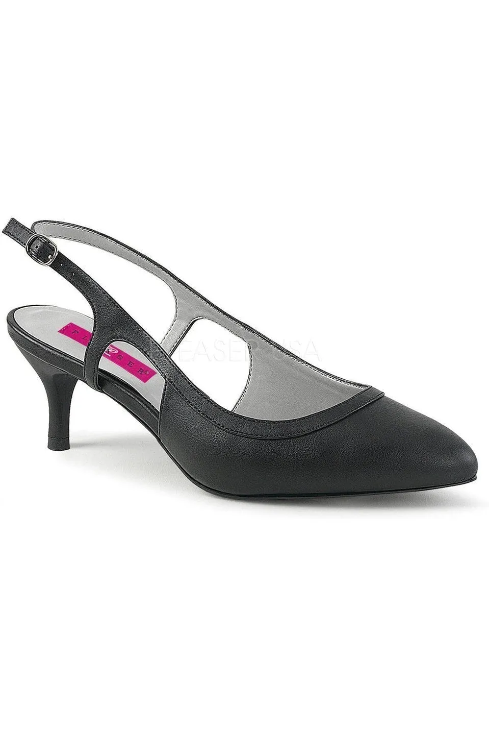 KITTEN-02 Pump  | Black Faux Leather