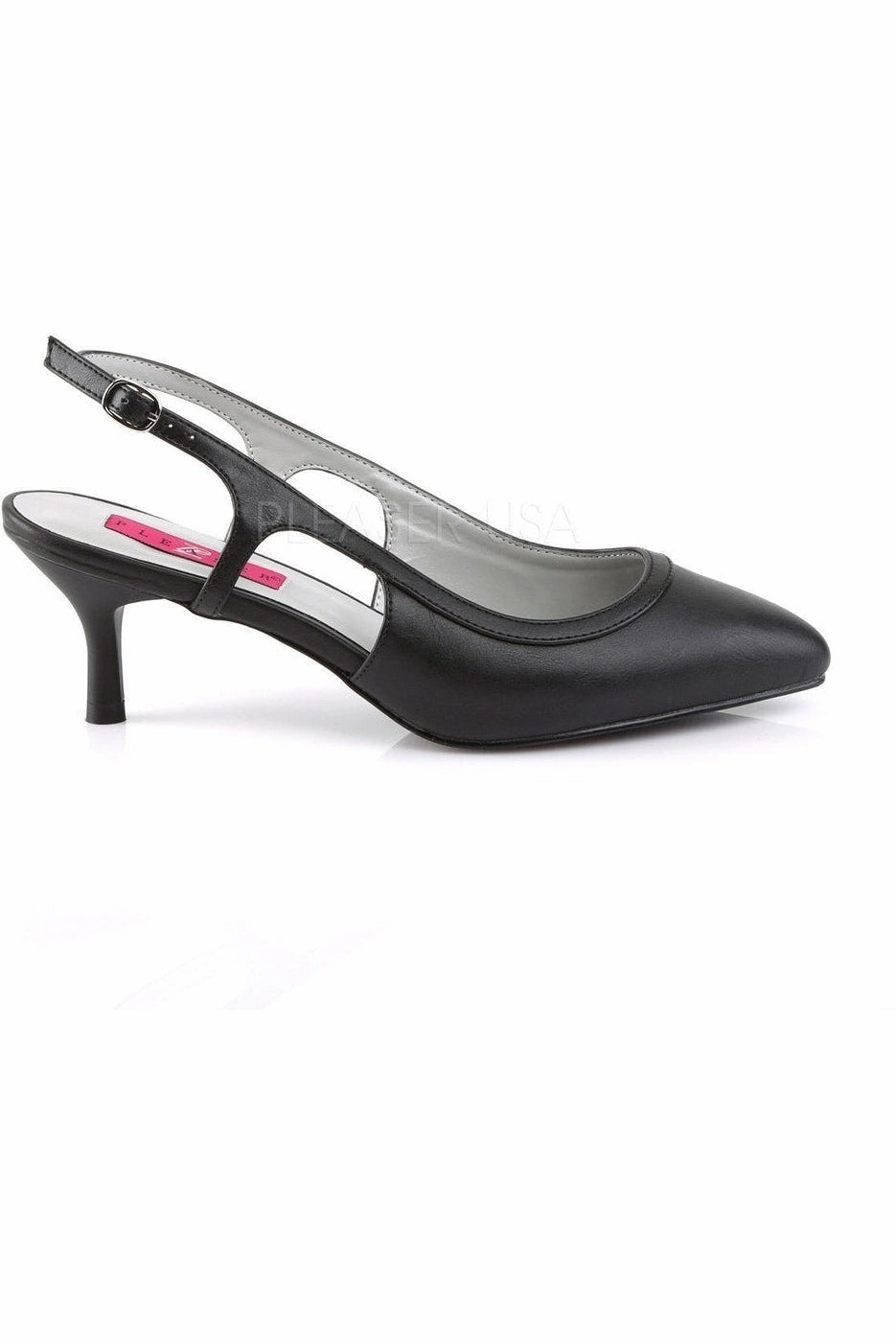 KITTEN-02 Pump  | Black Faux Leather