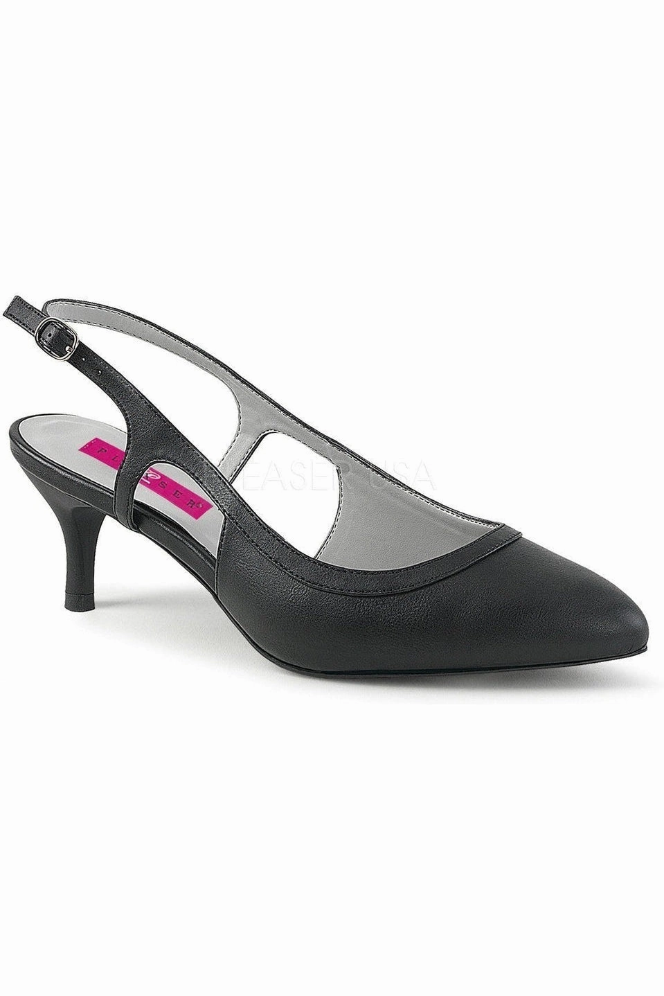 KITTEN-02 Pump  | Black Faux Leather