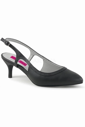KITTEN-02 Pump  | Black Faux Leather