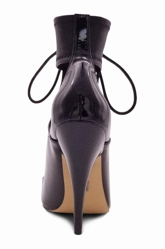 Lace Up Ankle Bootie with Stretch Ankle Cuff