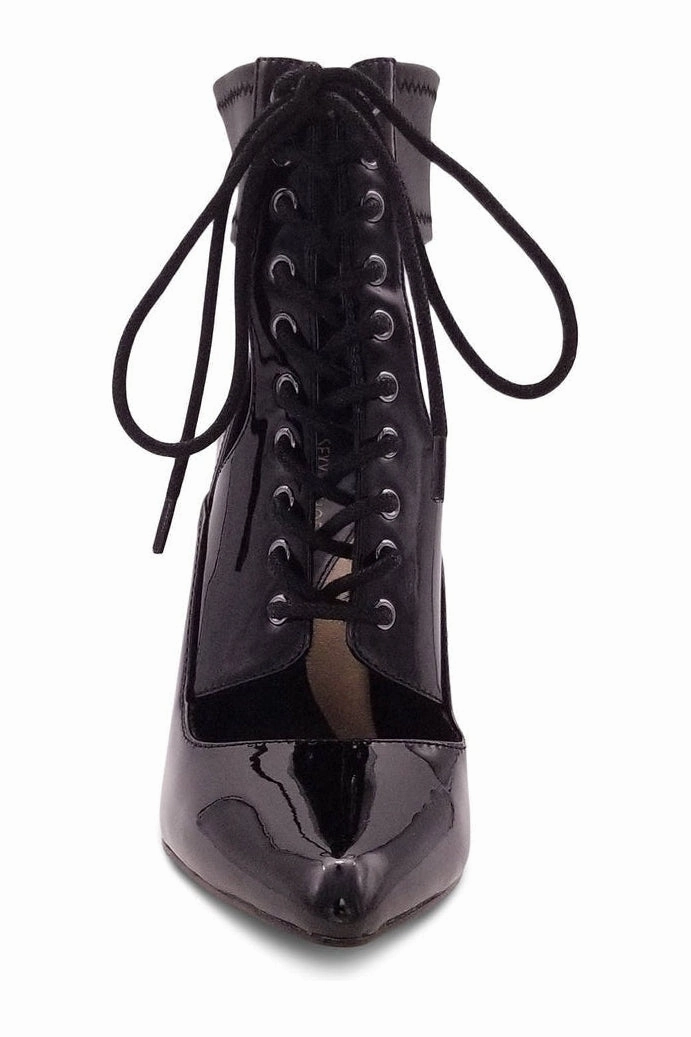 Lace Up Ankle Bootie with Stretch Ankle Cuff