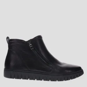 LENI - BLACK LEATHER ANKLE BOOTS
