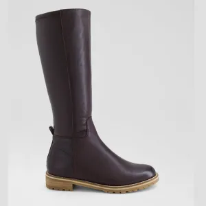 MARTHE W - CHOC LEATHER STRETCH KNEE HIGH BOOTS