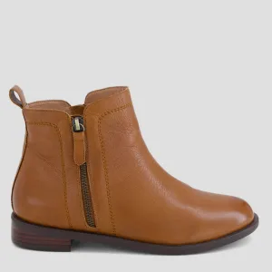 MCTEAL XW - DARK TAN LEATHER ANKLE BOOTS