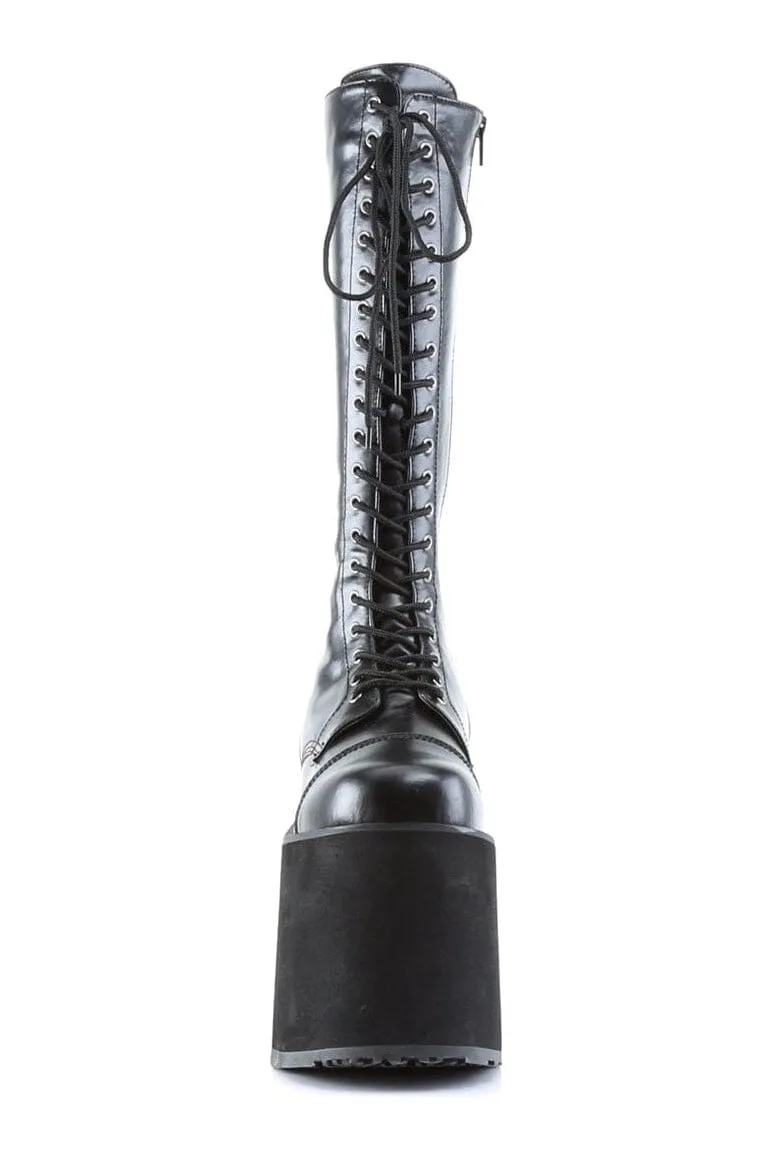 MEGA-602 Black Faux Leather Knee Boot