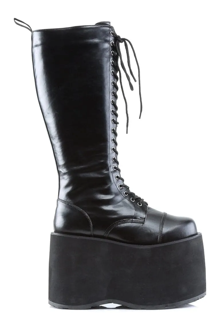 MEGA-602 Black Faux Leather Knee Boot