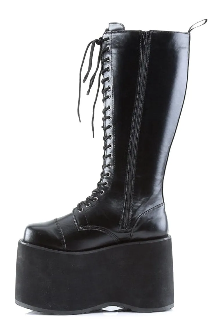 MEGA-602 Black Faux Leather Knee Boot