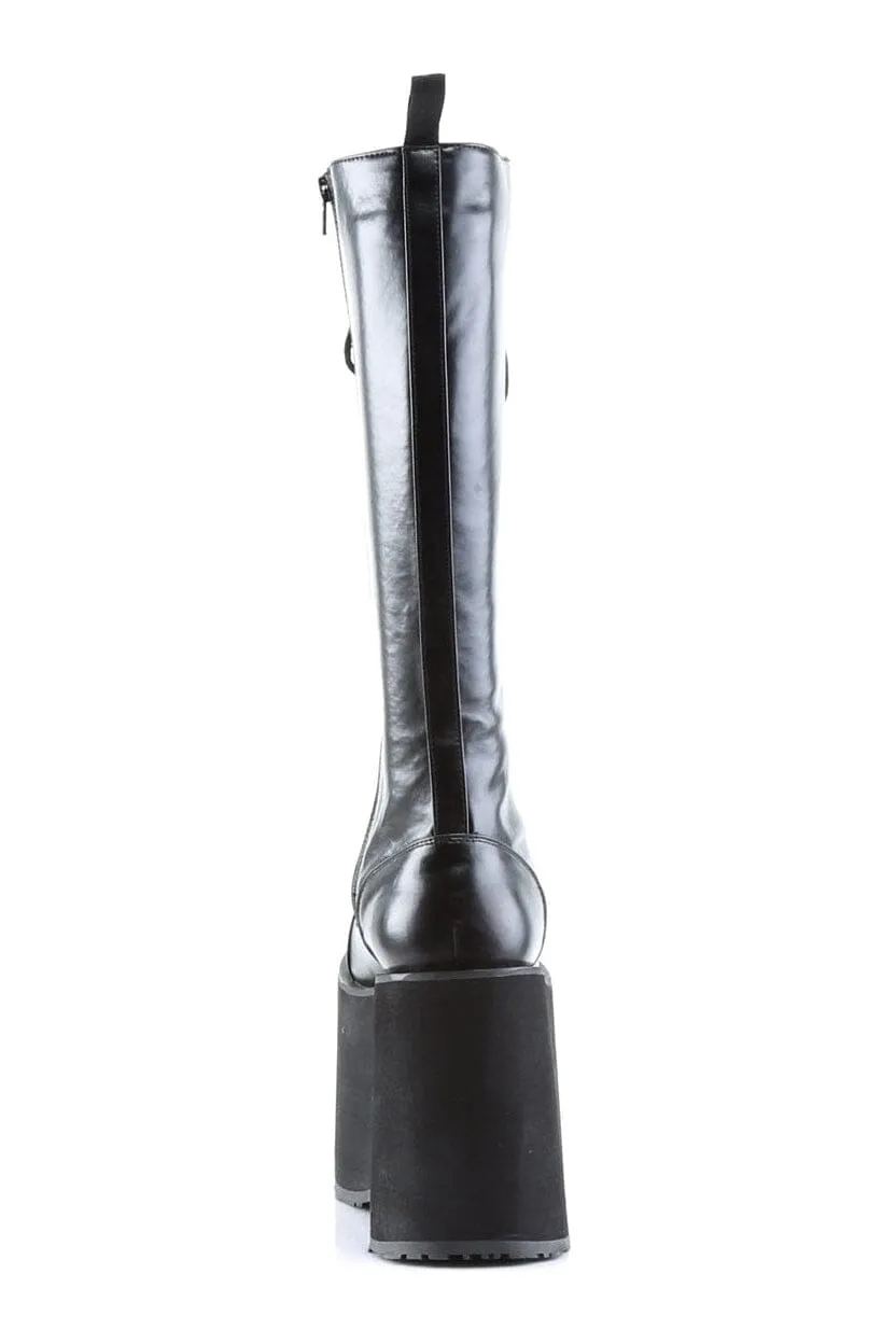 MEGA-602 Black Faux Leather Knee Boot
