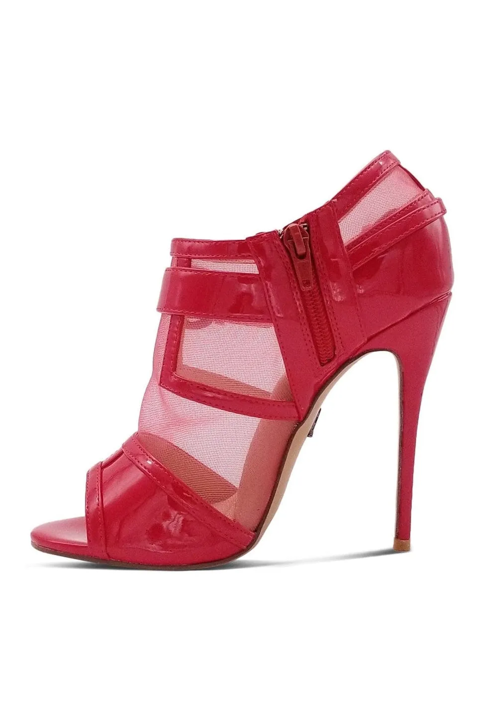 Mesh Open Toe Stiletto Bootie with Buckle