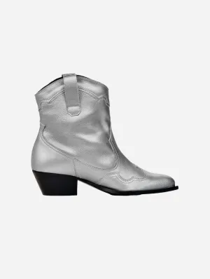 Metallic Women's Grape Leather Stitchy Vegan Cowboy Boots | Silver