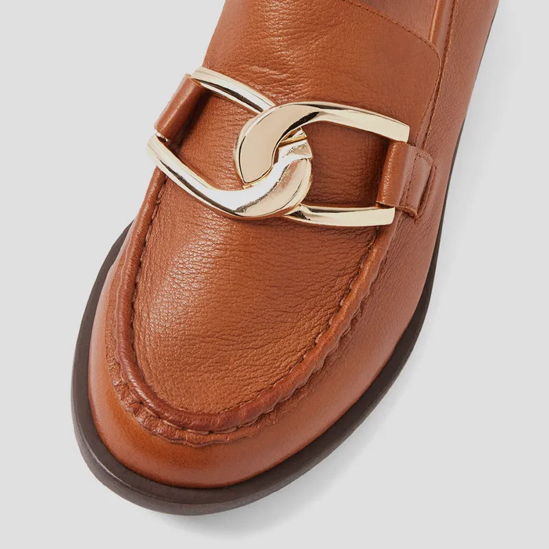 MOLYS XW - TAN LEATHER LOAFER FLATS