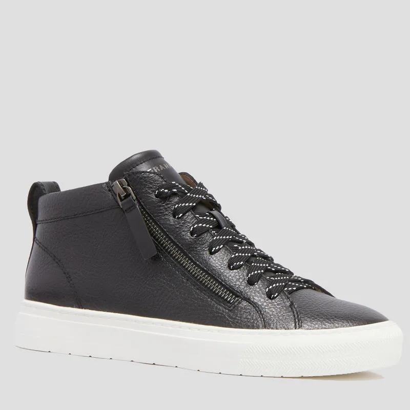 MORGAN - BLACK TUMBLED LEATHER HI TOP SNEAKERS