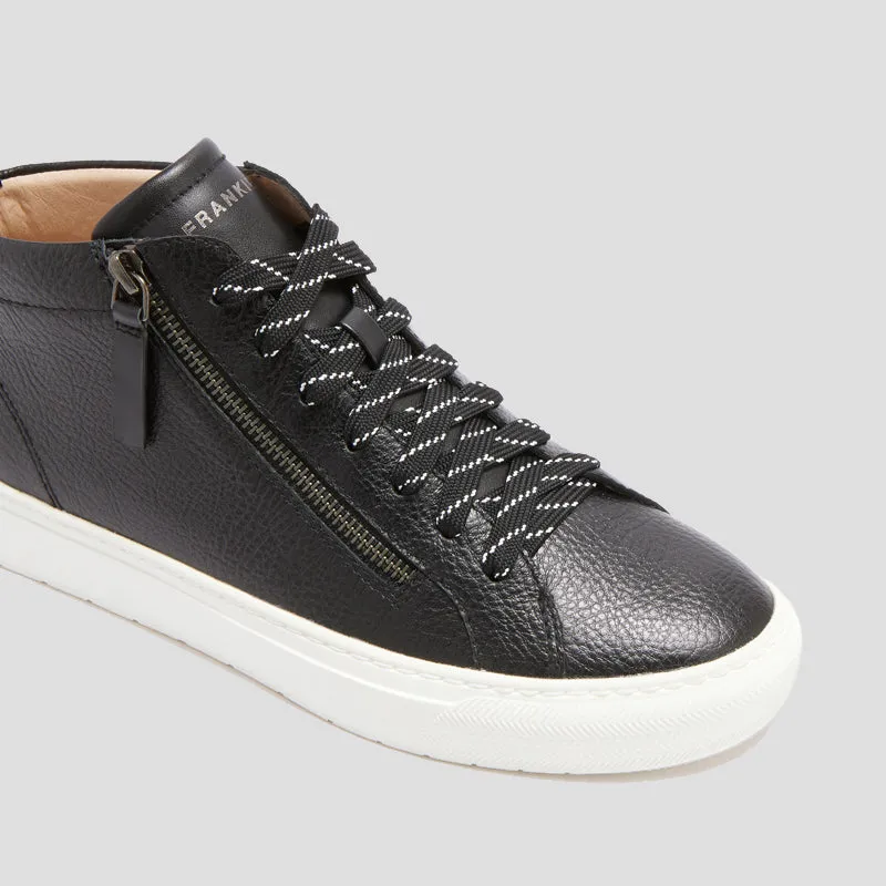 MORGAN - BLACK TUMBLED LEATHER HI TOP SNEAKERS