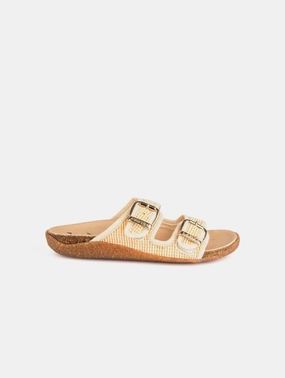 My Footbed Rafia Cork Vegan Sandals | Beige