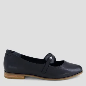 OWAIS XF - BLACK LEATHER NATURAL HEEL FLATS