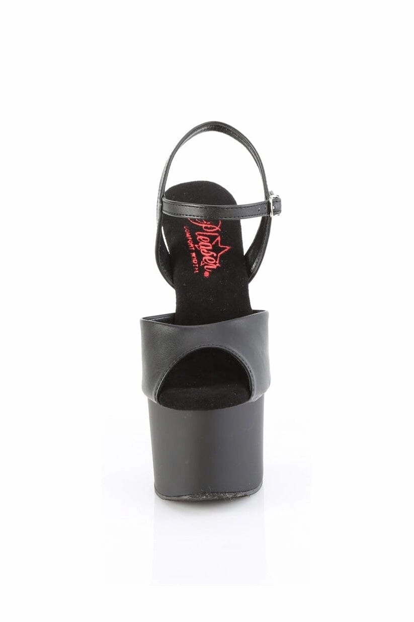 PASSION-709 Black Faux Leather Sandal