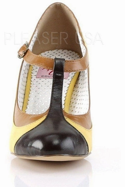 PEACH-03 Pump  | Yellow Faux Leather