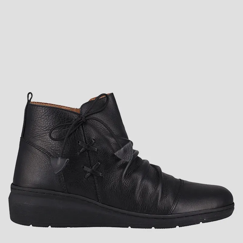 PERRY - BLACK LEATHER ANKLE BOOTS