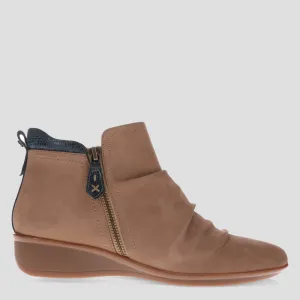 PLYMOUTH - TOFFEE NUBUCK/NAVY LIZARD LEATHER ANKLE BOOTS