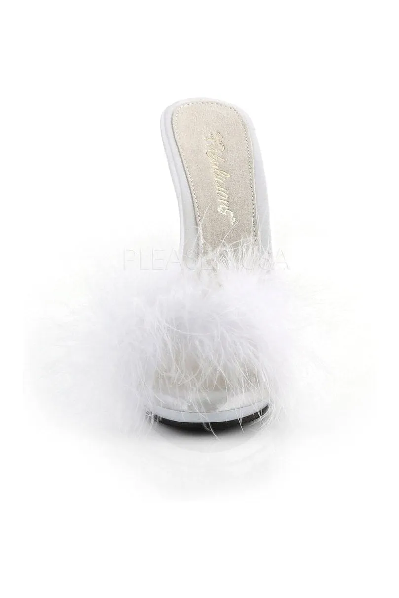 POISE-501F Slide | White Genuine Satin