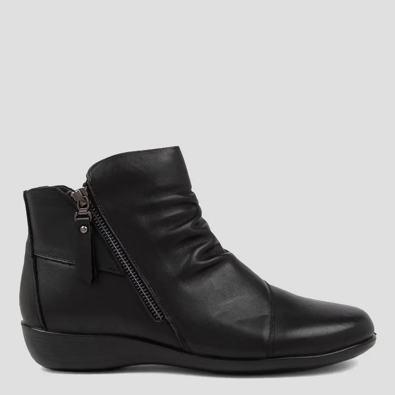 POSSITION - BLACK LEATHER ANKLE BOOTS