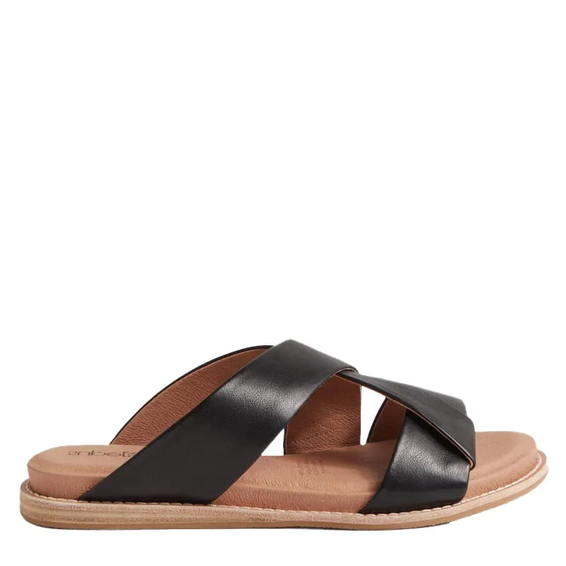 QUIETLY - BLACK LEATHER - NATURAL HEEL FS